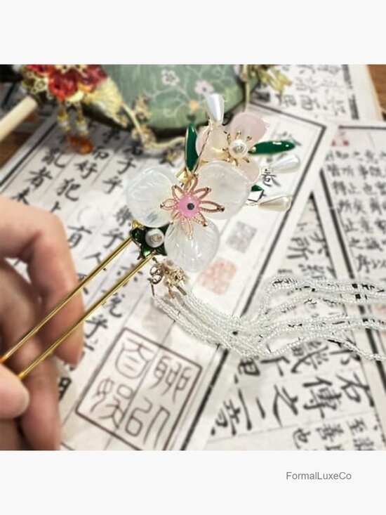 Handmade Hanfu Hair Fork with Pearl Tassels Hair Clip Accessory main image 4